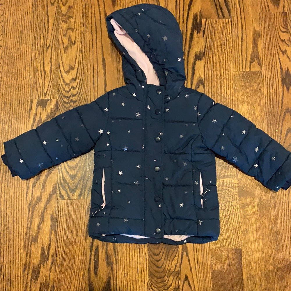 Toddler girl’s fleece lined puffer jacket